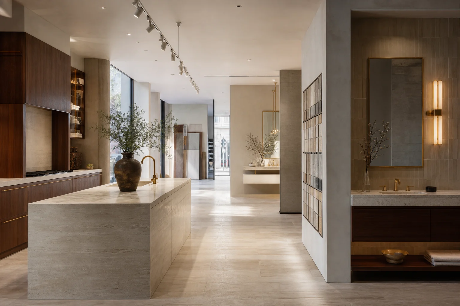 Tile can be compared in person with cabinetry and surfaces.